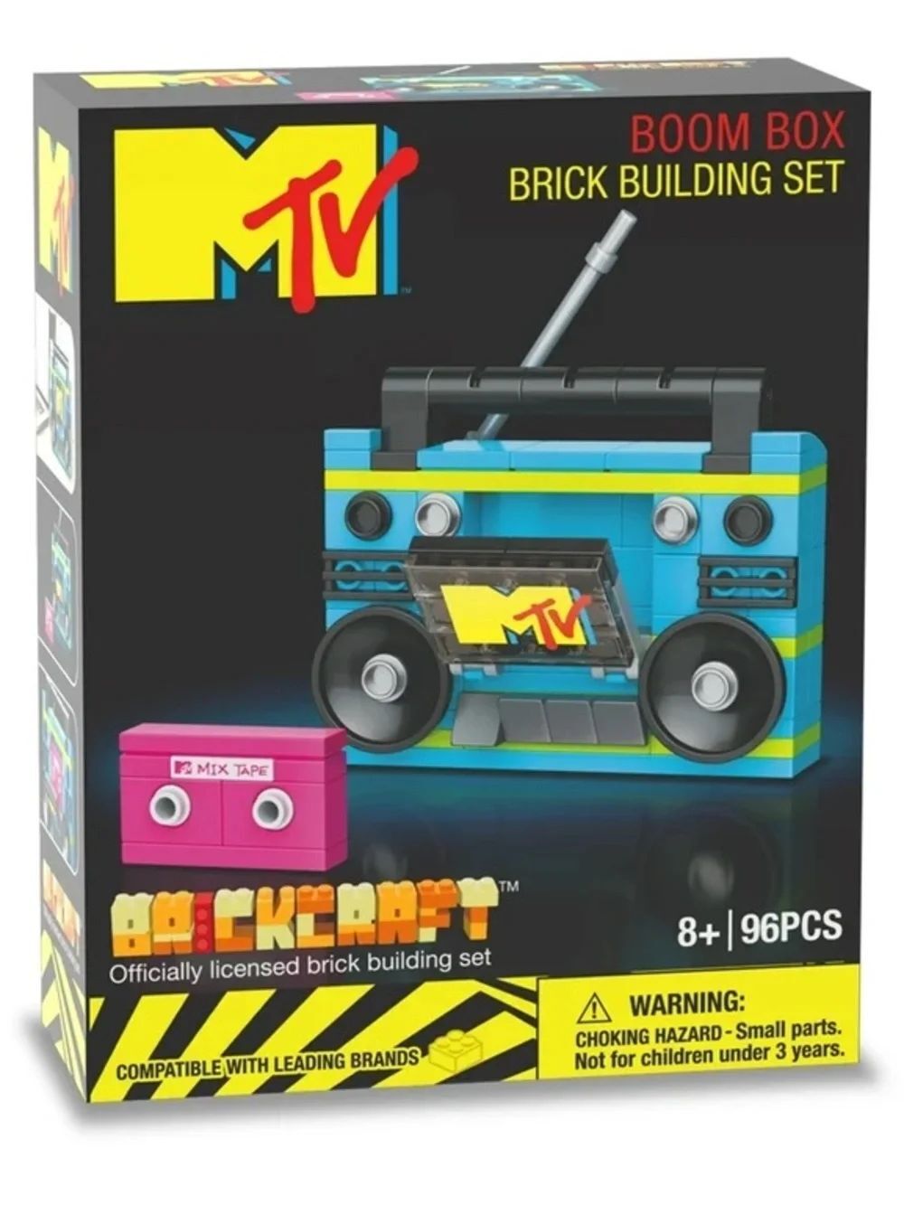 MTV Retro Boom Box Brick Set - Blue, Black & Pink Accents - 96 Piece Puzzle